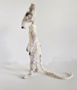 Rat textile sculpture by Susan Bowers created from vintage and antique textiles